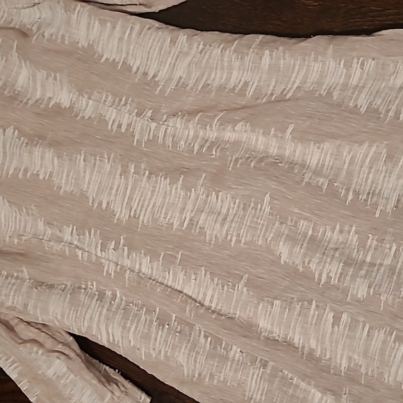 NIC+ZOE Linen Cotton Textured Beige White Button-up Tunic Blouse Top Women's M - Picture 8 of 13